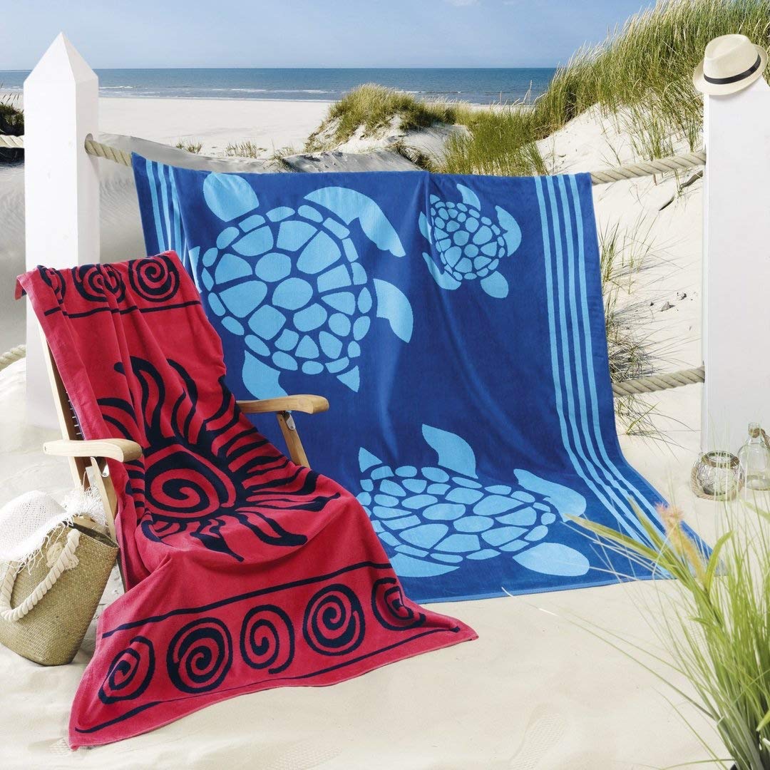 “ TERRY” beach towel Delindo Lifestyle® Terry beach towel, Tropical series, sun red